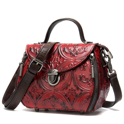 Vintage Embossed Leather Women's Shoulder Bag